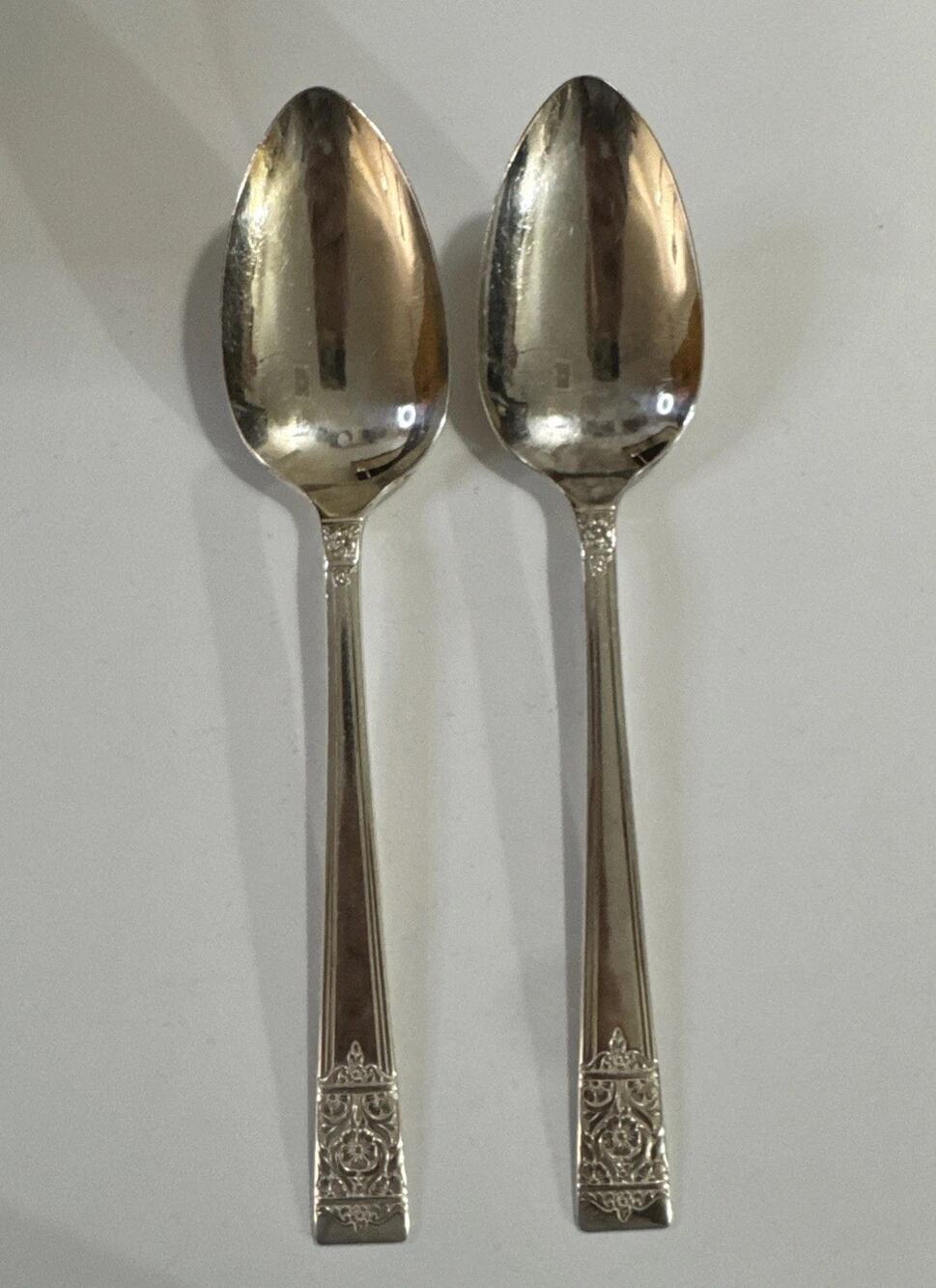 Set 2 Serving Spoons Silverplate Vintage National Silver Co Inauguration 1948 8"